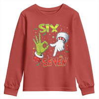 Funny Six Seven Christmas Youth Sweatshirt 67 Meme Xmas Santa Elf Hand Gen Alpha - Wonder Print Shop