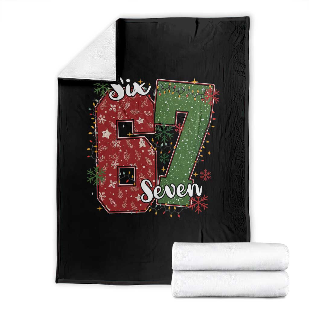 67 Christmas Throw Blanket Funny Six Seven Meme Gen Alpha Slang Snowflake - Wonder Print Shop