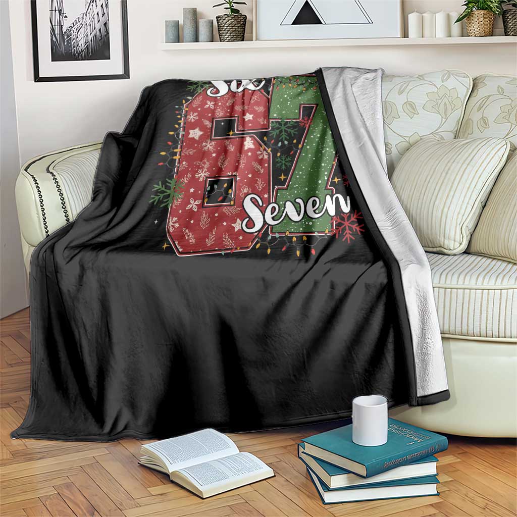 67 Christmas Throw Blanket Funny Six Seven Meme Gen Alpha Slang Snowflake - Wonder Print Shop
