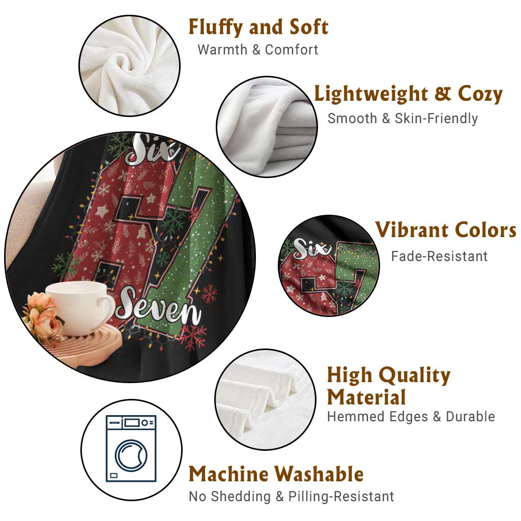 67 Christmas Throw Blanket Funny Six Seven Meme Gen Alpha Slang Snowflake - Wonder Print Shop