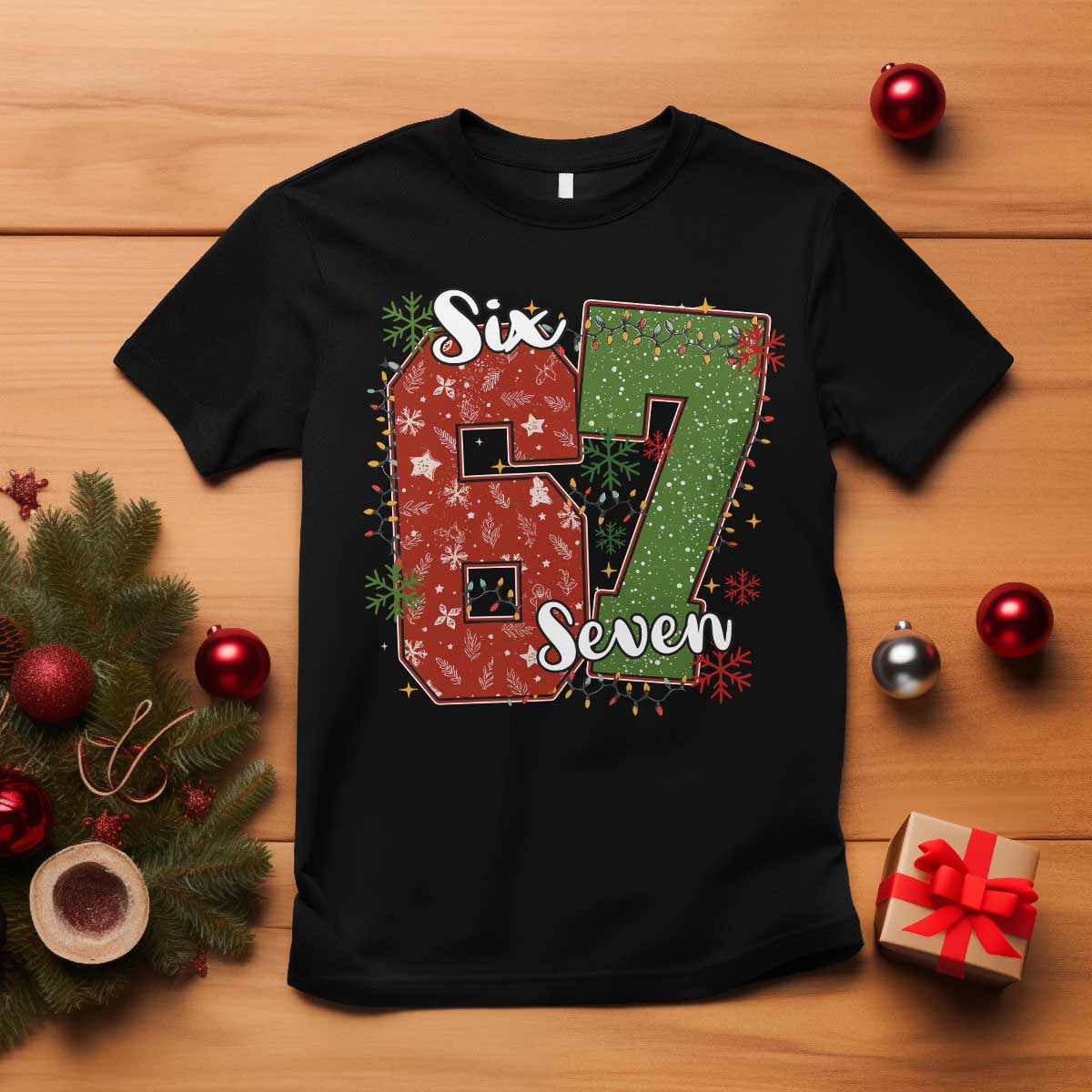 67 Christmas T Shirt Funny Six Seven Meme Gen Alpha Slang Snowflake - Wonder Print Shop