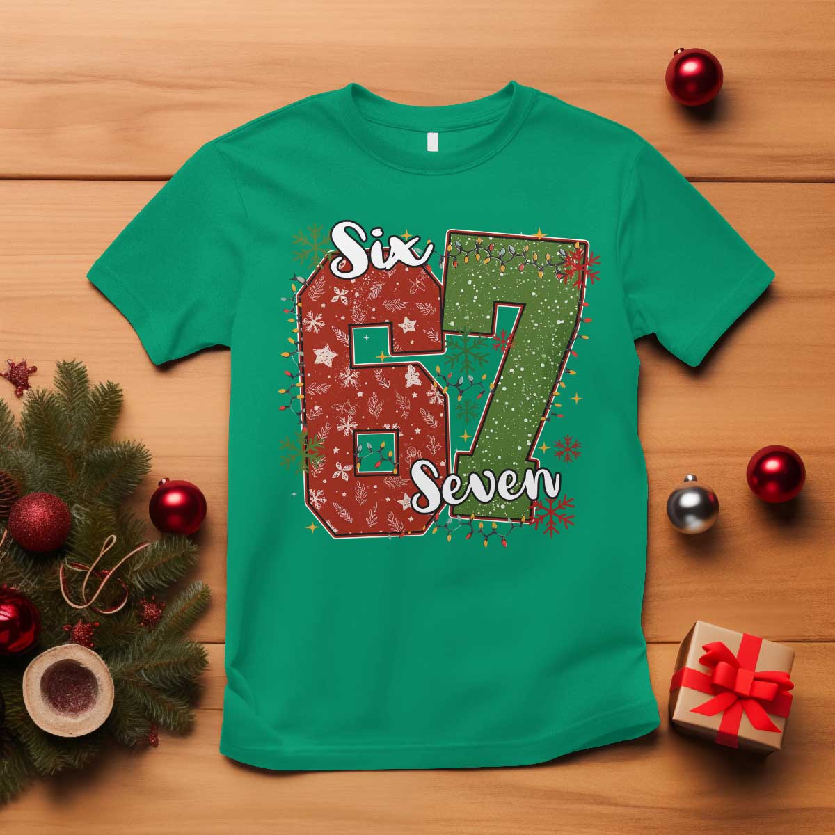 67 Christmas T Shirt Funny Six Seven Meme Gen Alpha Slang Snowflake - Wonder Print Shop