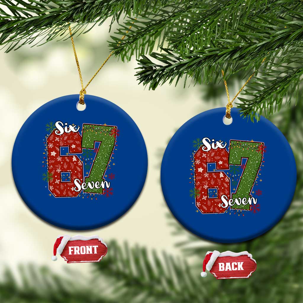 67 Xmas Ceramic Ornament Funny Six Seven Meme Gen Alpha Slang Snowflake - Wonder Print Shop