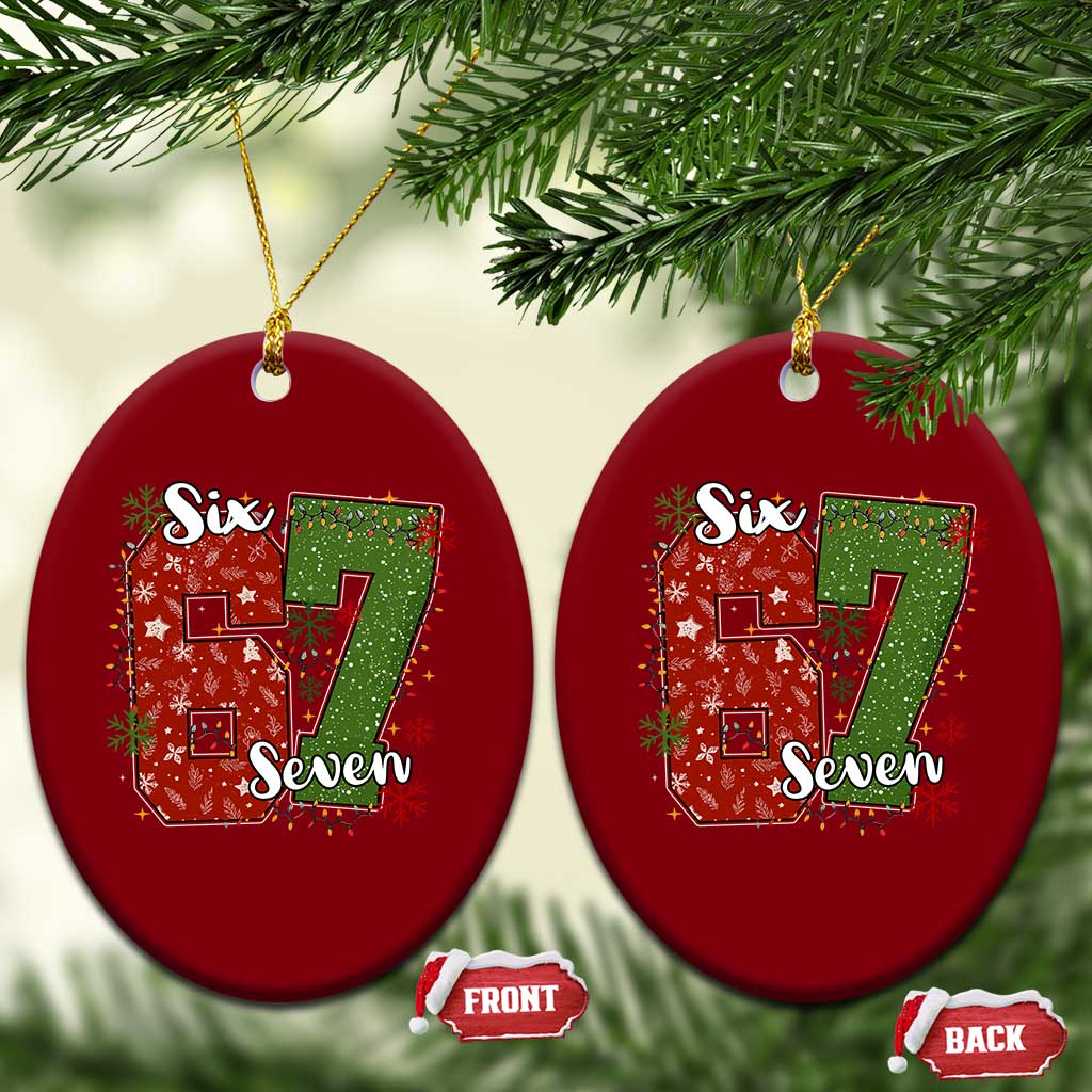 67 Xmas Ceramic Ornament Funny Six Seven Meme Gen Alpha Slang Snowflake - Wonder Print Shop