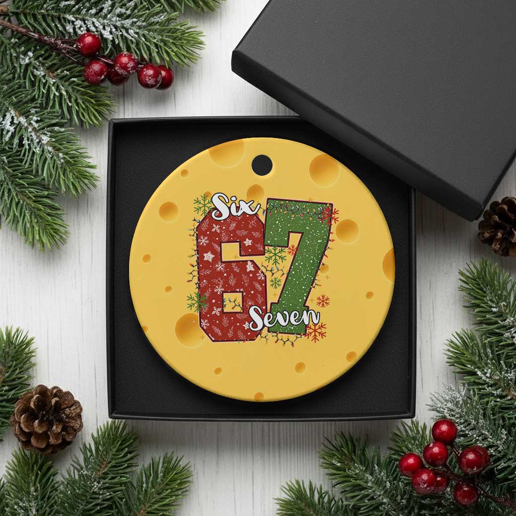 67 Xmas Ceramic Ornament Funny Six Seven Meme Gen Alpha Slang Snowflake - Wonder Print Shop