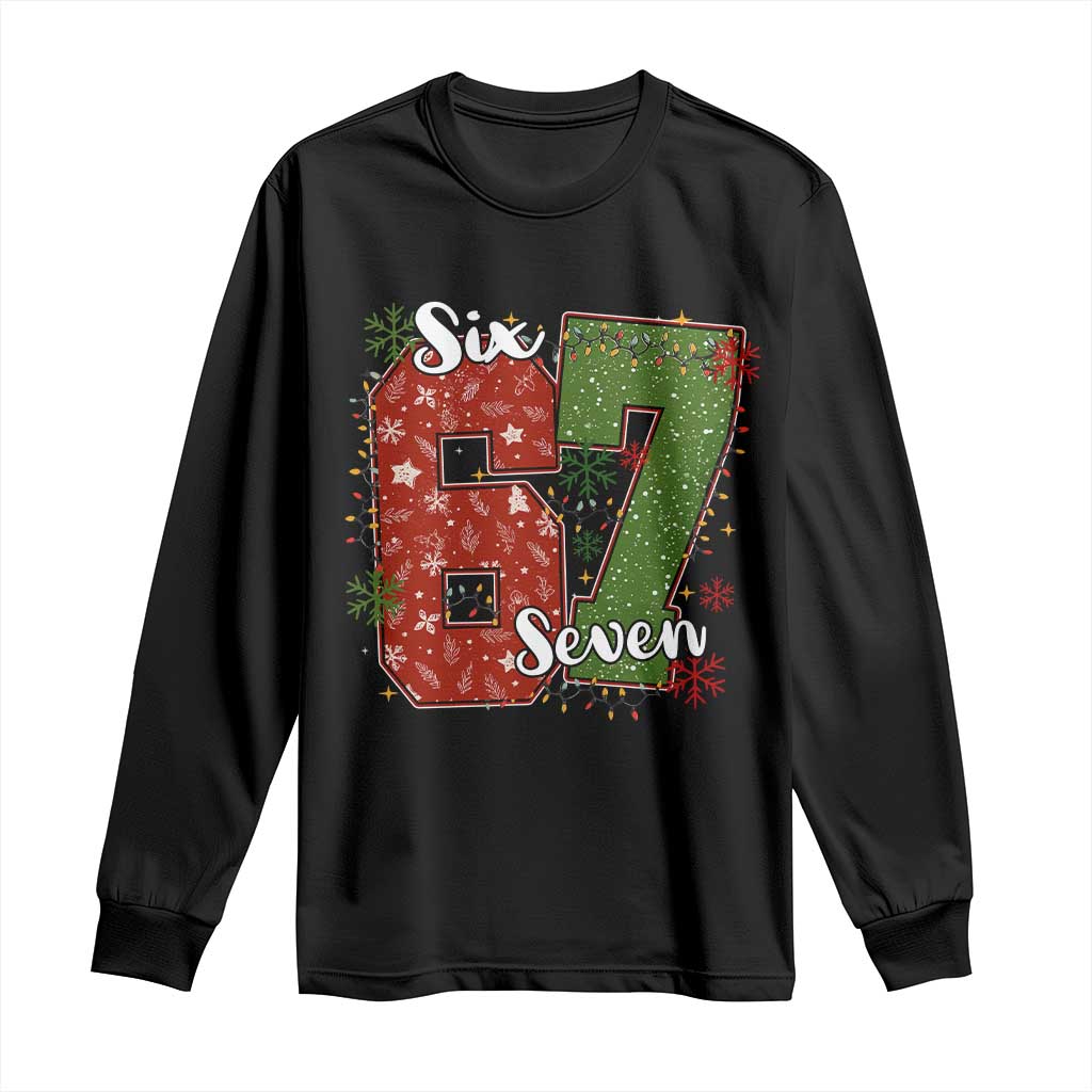 67 Christmas Long Sleeve Shirt Funny Six Seven Meme Gen Alpha Slang Snowflake - Wonder Print Shop