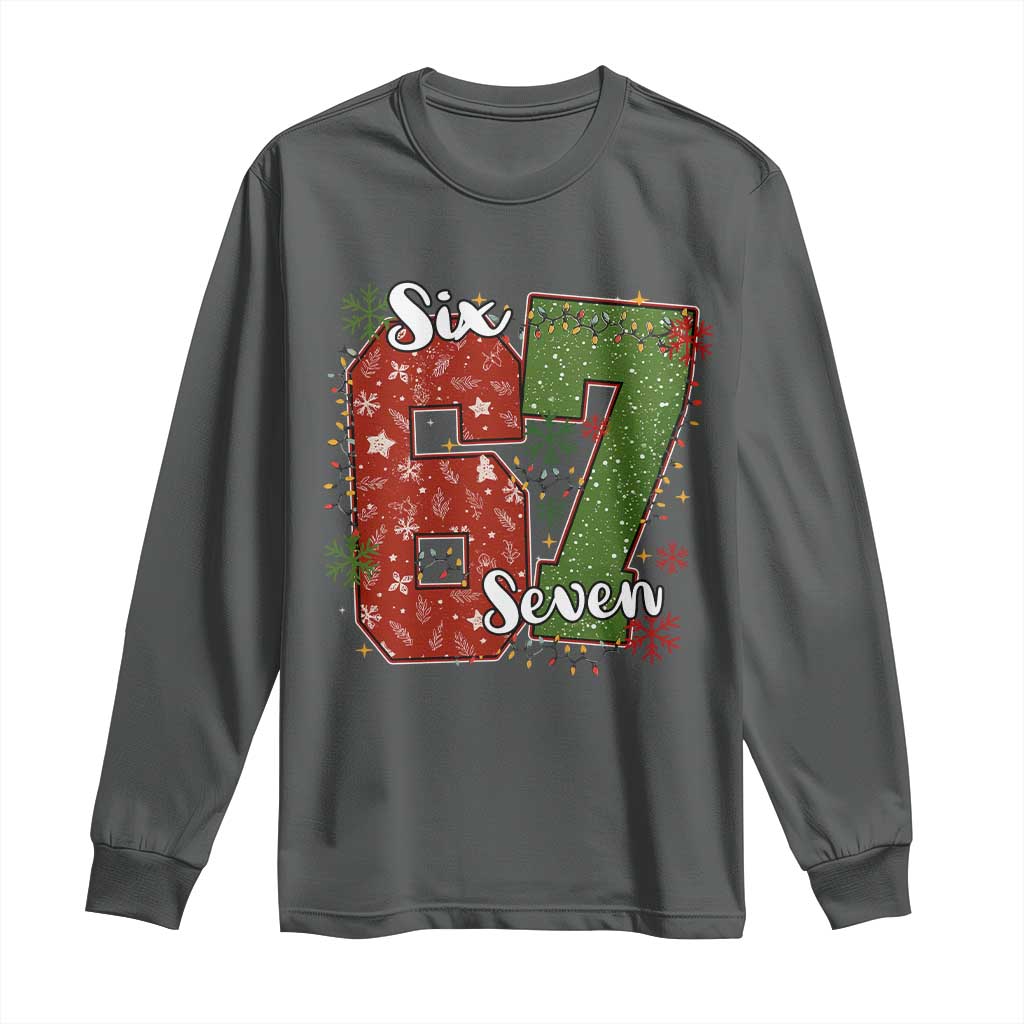 67 Christmas Long Sleeve Shirt Funny Six Seven Meme Gen Alpha Slang Snowflake - Wonder Print Shop