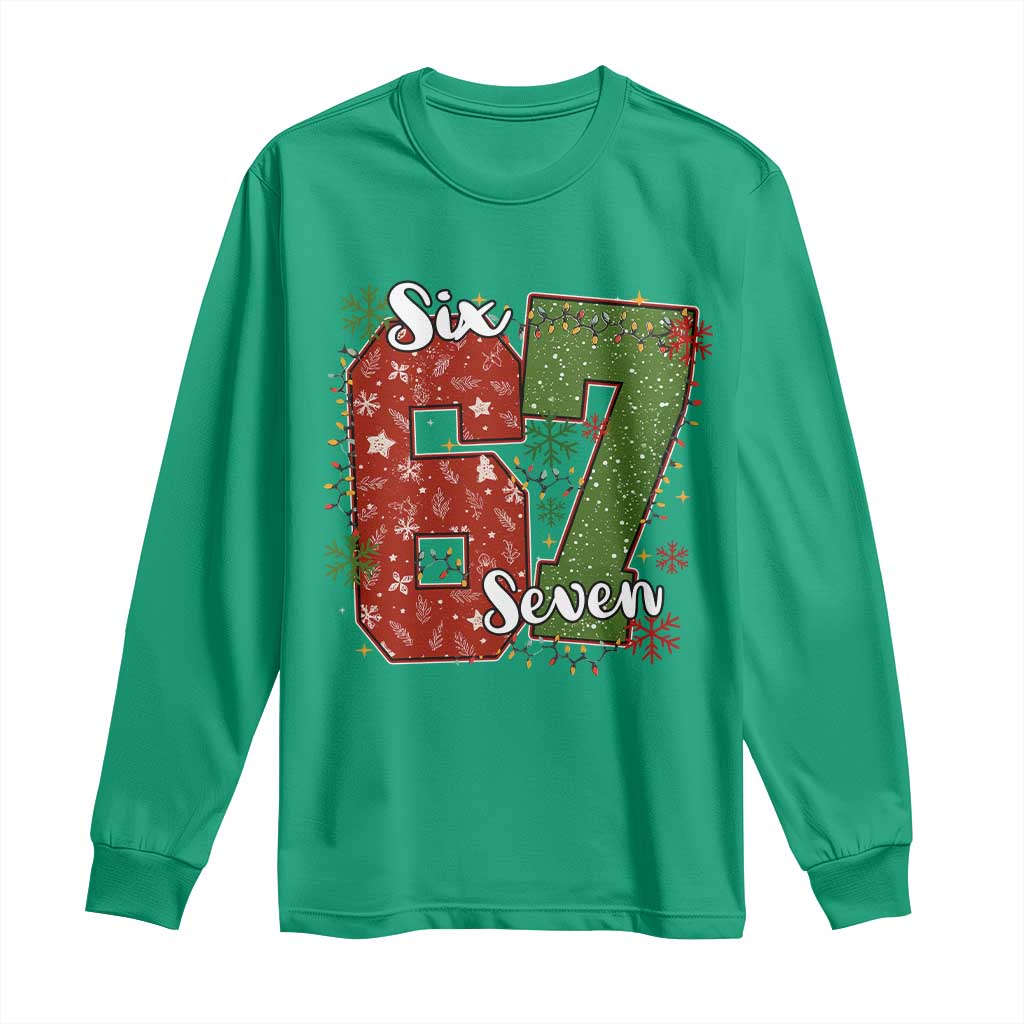 67 Christmas Long Sleeve Shirt Funny Six Seven Meme Gen Alpha Slang Snowflake - Wonder Print Shop