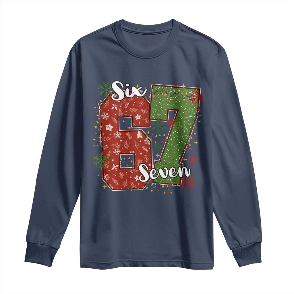67 Christmas Long Sleeve Shirt Funny Six Seven Meme Gen Alpha Slang Snowflake - Wonder Print Shop
