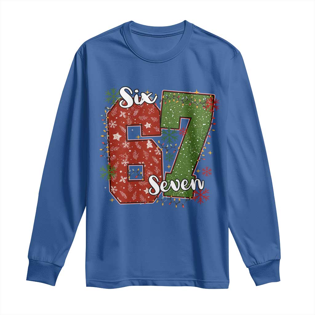 67 Christmas Long Sleeve Shirt Funny Six Seven Meme Gen Alpha Slang Snowflake - Wonder Print Shop