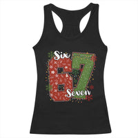 67 Christmas Racerback Tank Top Funny Six Seven Meme Gen Alpha Slang Snowflake - Wonder Print Shop