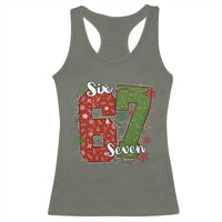 67 Christmas Racerback Tank Top Funny Six Seven Meme Gen Alpha Slang Snowflake - Wonder Print Shop