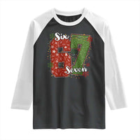 67 Christmas Raglan Shirt Funny Six Seven Meme Gen Alpha Slang Snowflake - Wonder Print Shop