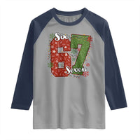 67 Christmas Raglan Shirt Funny Six Seven Meme Gen Alpha Slang Snowflake - Wonder Print Shop