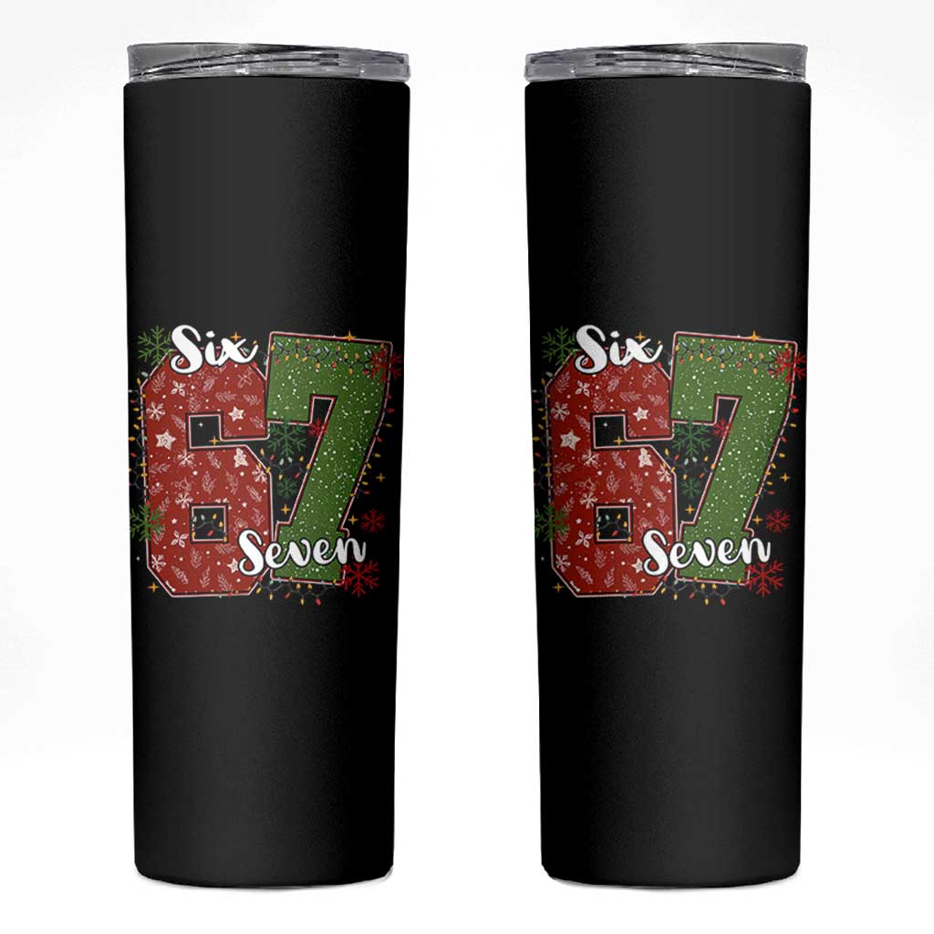 67 Christmas Skinny Tumbler Funny Six Seven Meme Gen Alpha Slang Snowflake - Wonder Print Shop