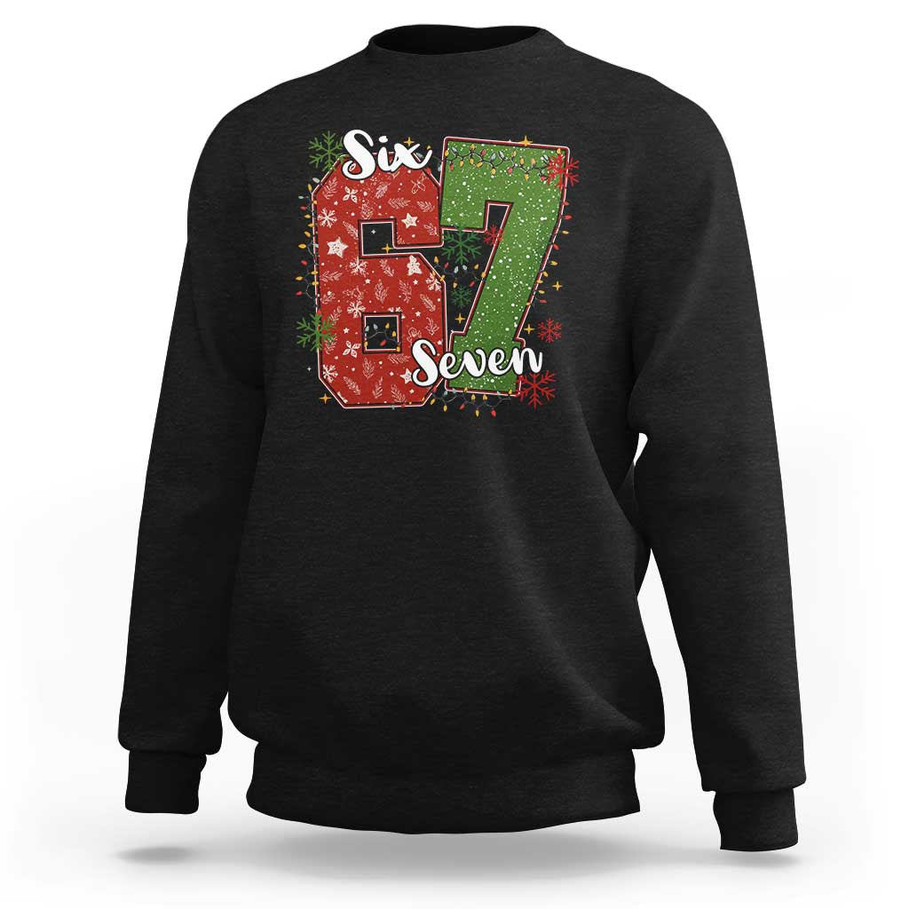 67 Christmas Sweatshirt Funny Six Seven Meme Gen Alpha Slang Snowflake - Wonder Print Shop