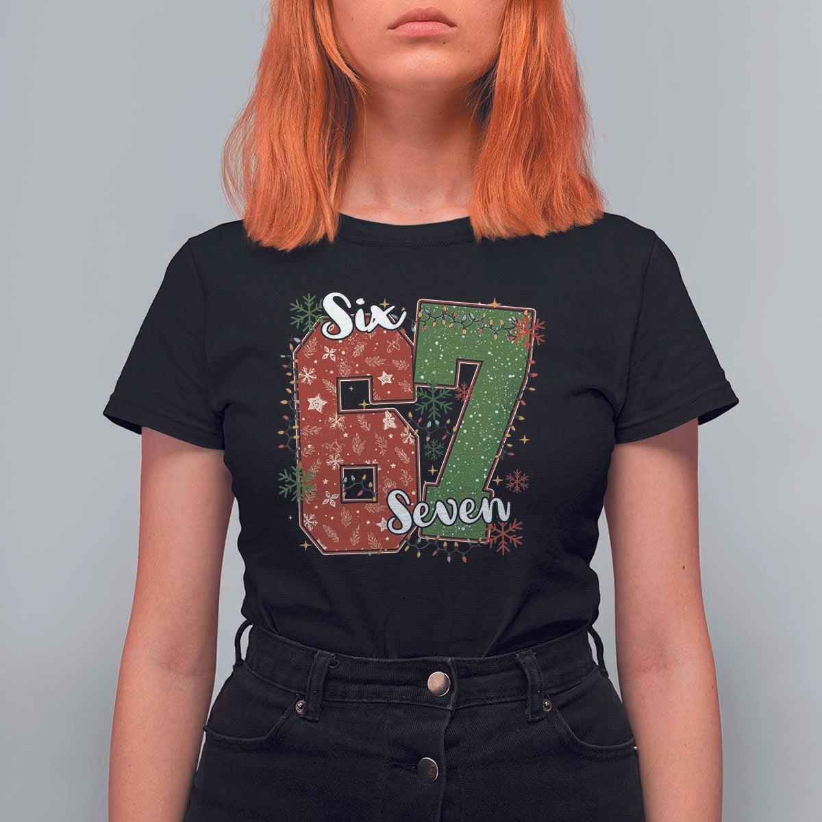 67 Christmas T Shirt For Women Funny Six Seven Meme Gen Alpha Slang Snowflake - Wonder Print Shop