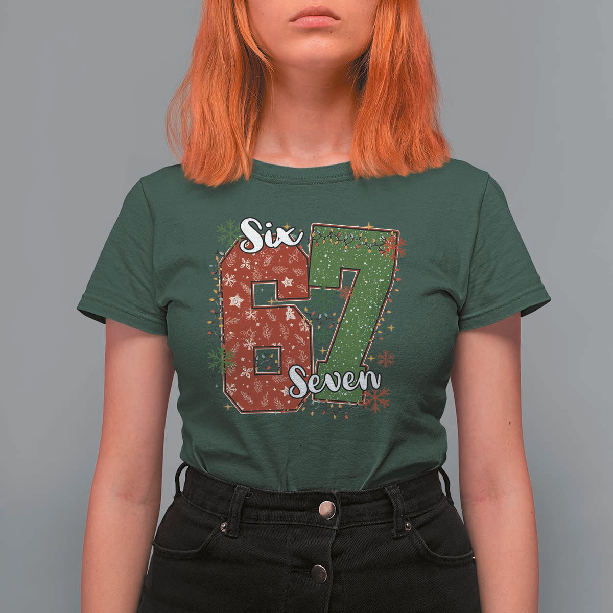67 Christmas T Shirt For Women Funny Six Seven Meme Gen Alpha Slang Snowflake - Wonder Print Shop
