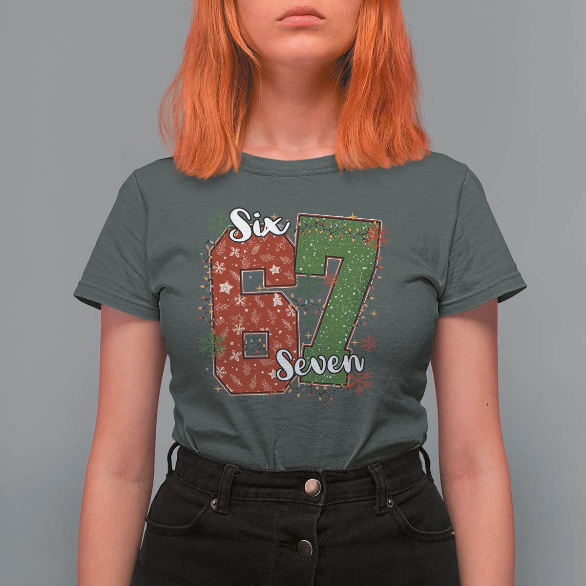 67 Christmas T Shirt For Women Funny Six Seven Meme Gen Alpha Slang Snowflake - Wonder Print Shop