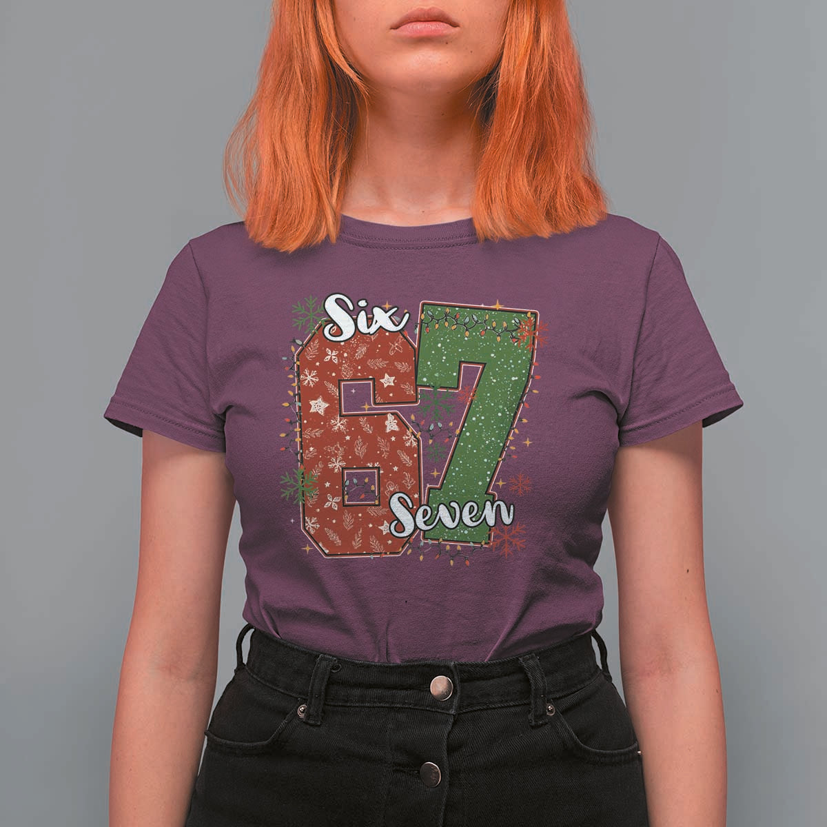 67 Christmas T Shirt For Women Funny Six Seven Meme Gen Alpha Slang Snowflake - Wonder Print Shop