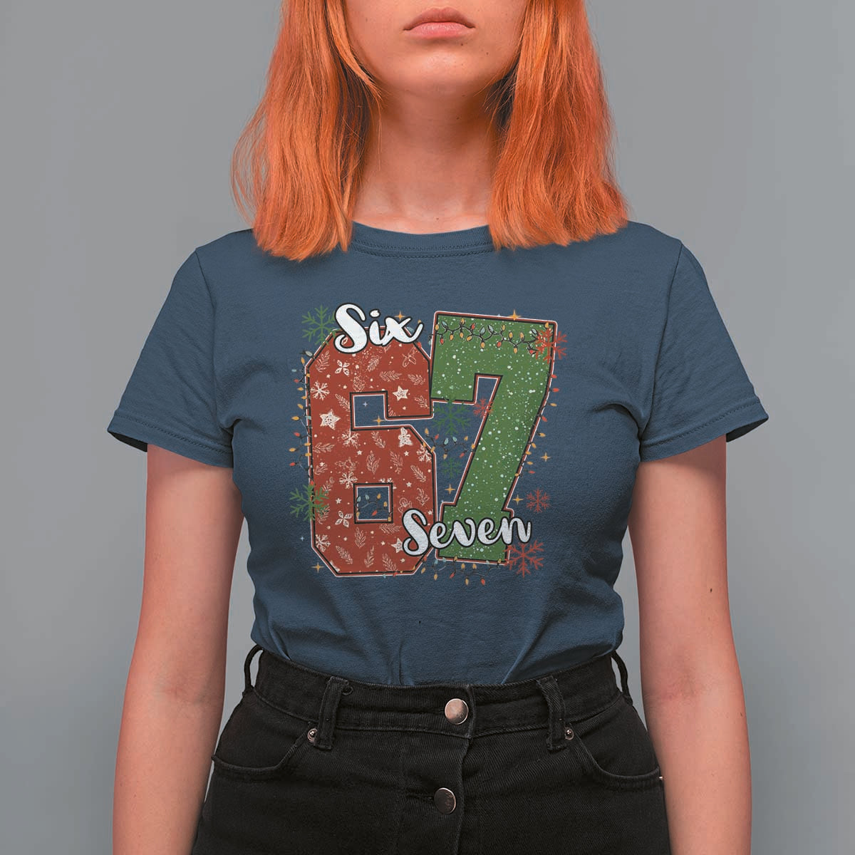 67 Christmas T Shirt For Women Funny Six Seven Meme Gen Alpha Slang Snowflake - Wonder Print Shop