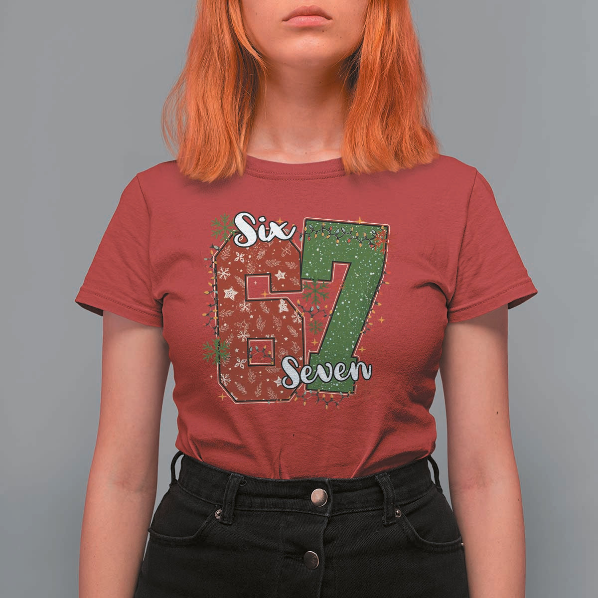 67 Christmas T Shirt For Women Funny Six Seven Meme Gen Alpha Slang Snowflake - Wonder Print Shop