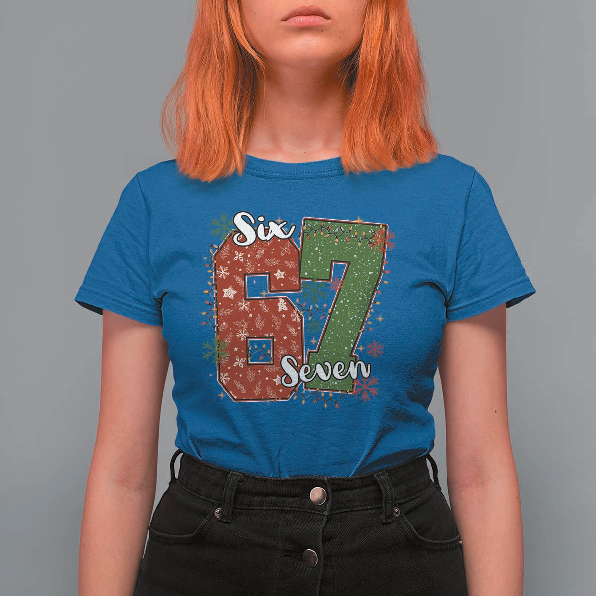 67 Christmas T Shirt For Women Funny Six Seven Meme Gen Alpha Slang Snowflake - Wonder Print Shop
