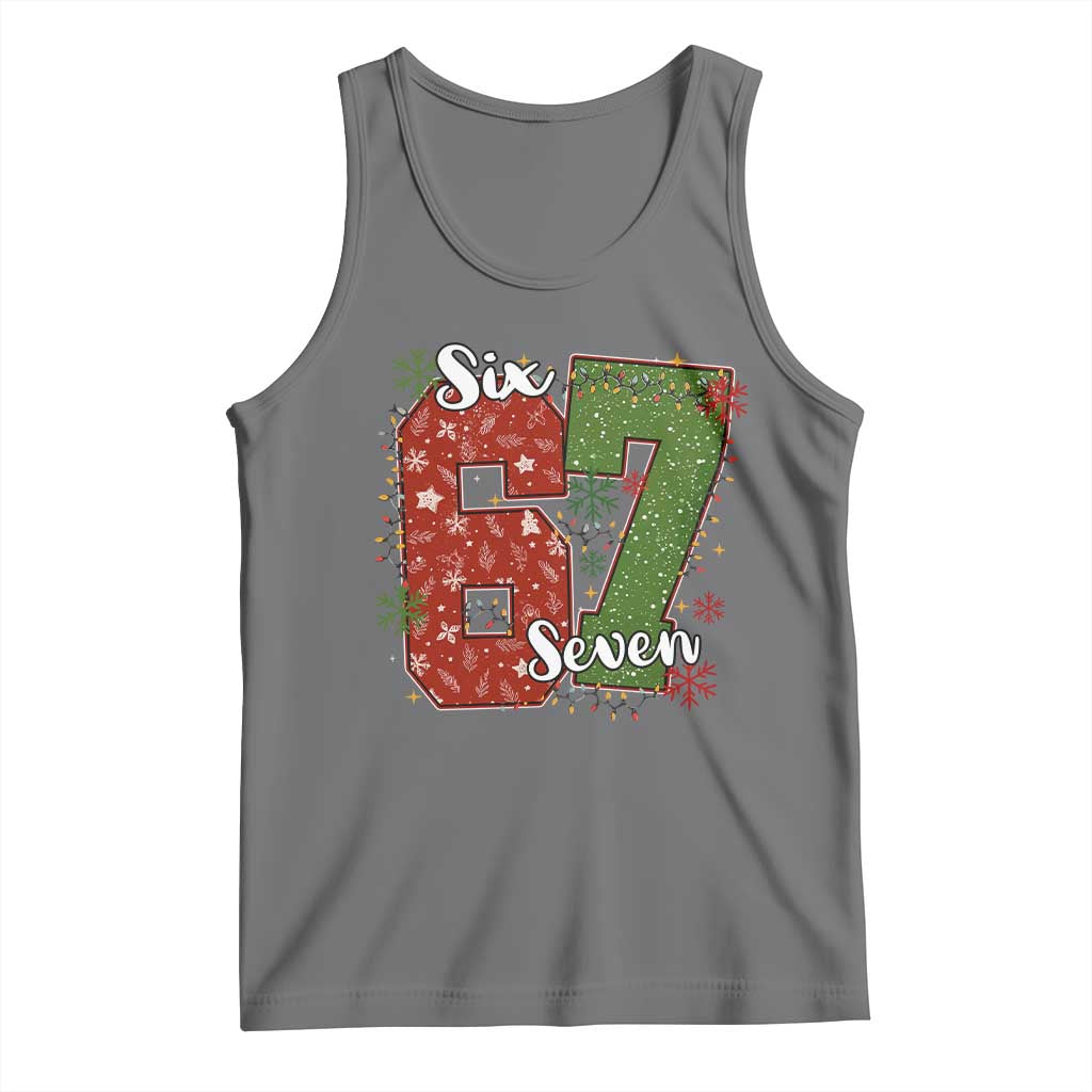 67 Christmas Tank Top Funny Six Seven Meme Gen Alpha Slang Snowflake - Wonder Print Shop
