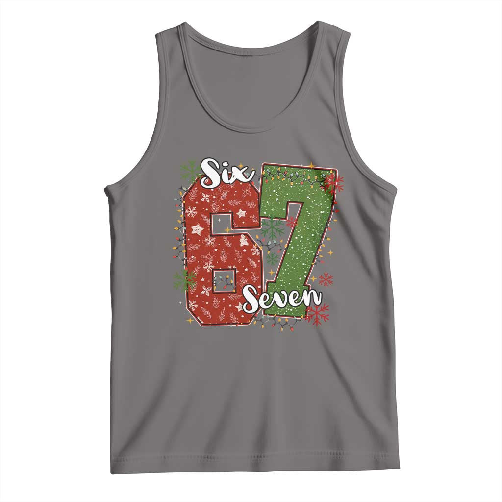 67 Christmas Tank Top Funny Six Seven Meme Gen Alpha Slang Snowflake - Wonder Print Shop