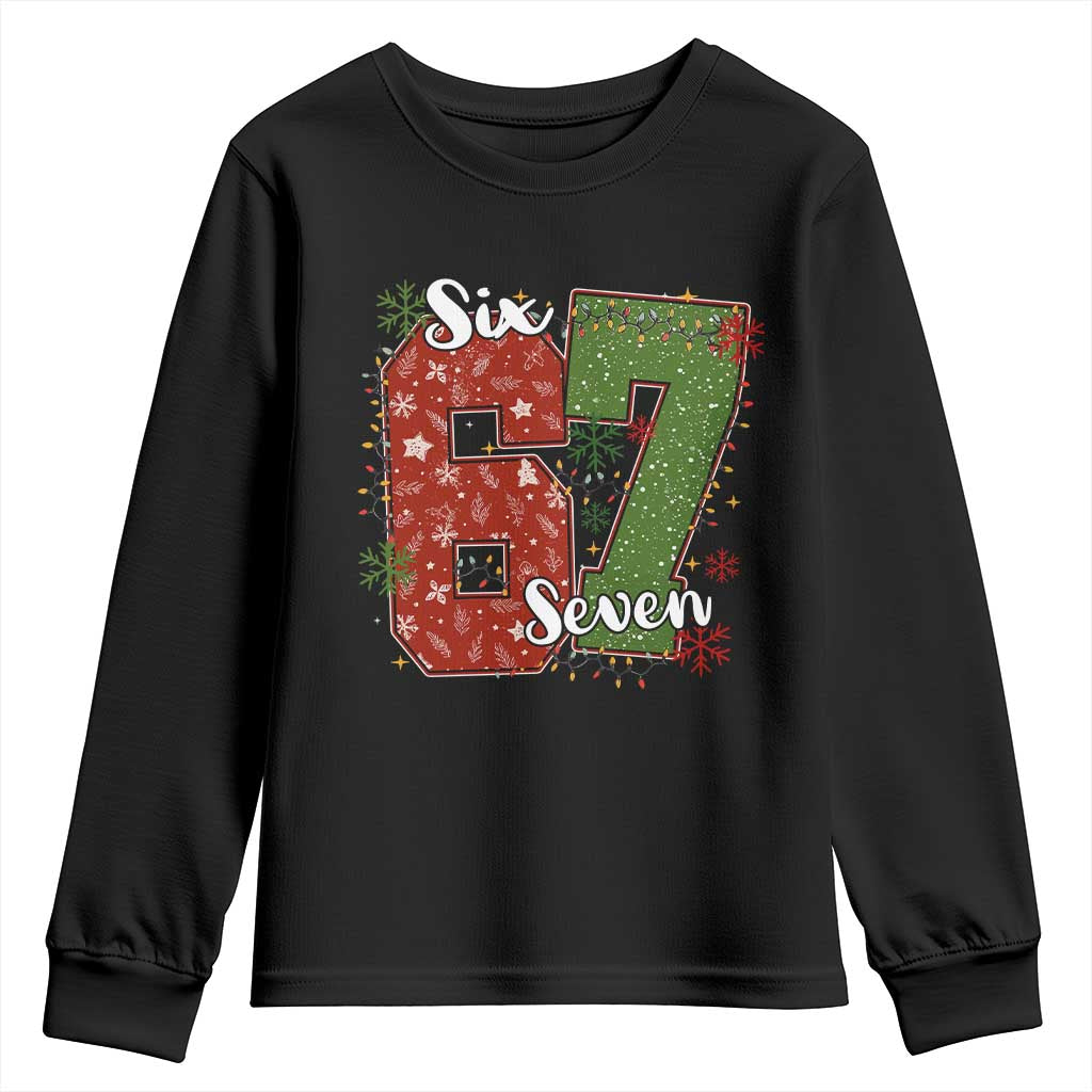67 Christmas Youth Sweatshirt Funny Six Seven Meme Gen Alpha Slang Snowflake - Wonder Print Shop