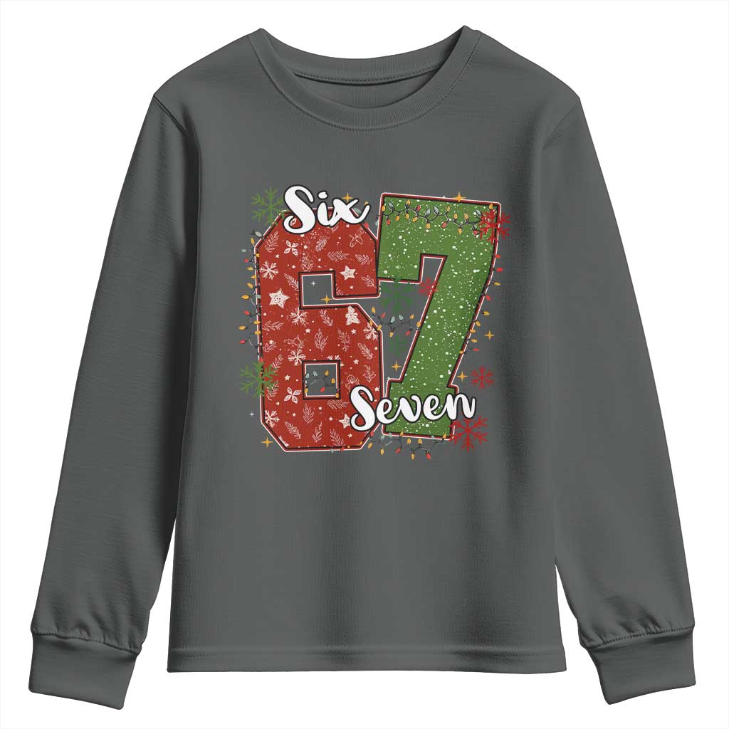 67 Christmas Youth Sweatshirt Funny Six Seven Meme Gen Alpha Slang Snowflake - Wonder Print Shop