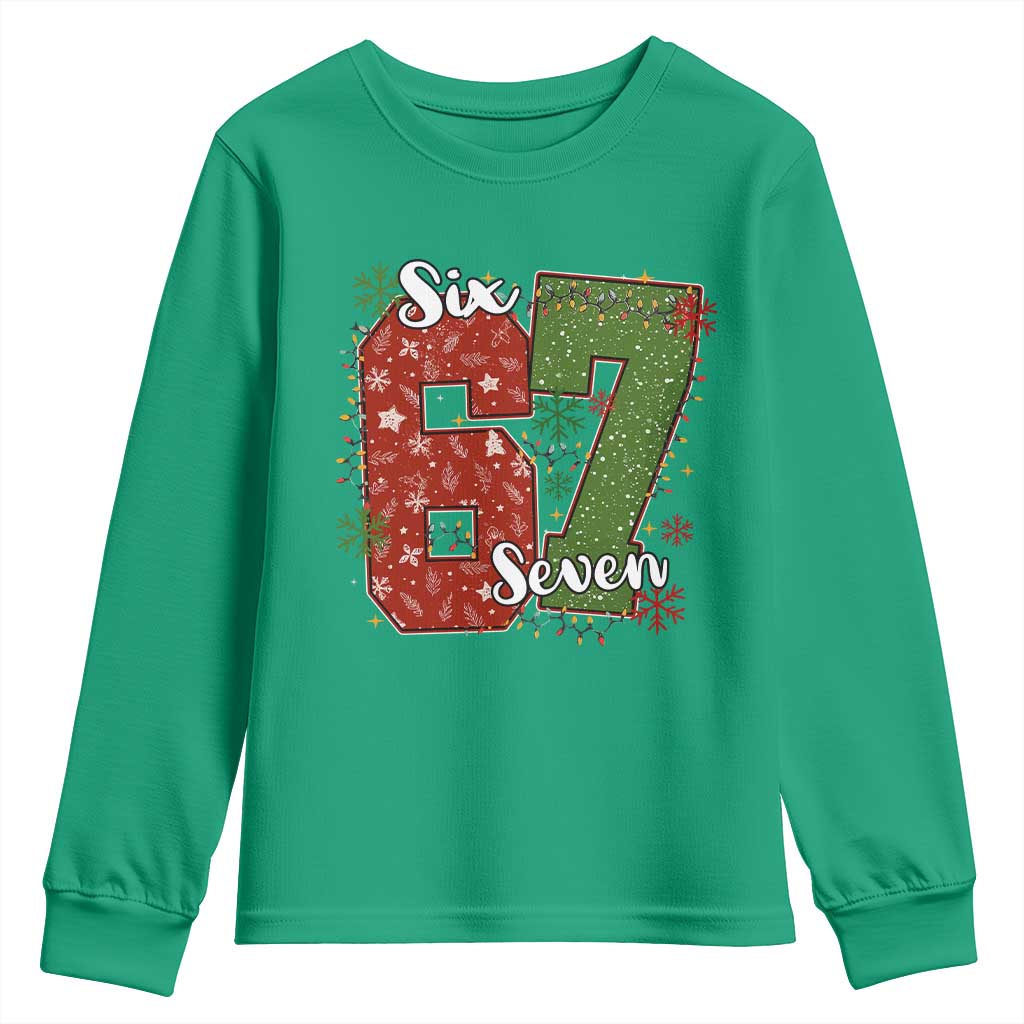 67 Christmas Youth Sweatshirt Funny Six Seven Meme Gen Alpha Slang Snowflake - Wonder Print Shop
