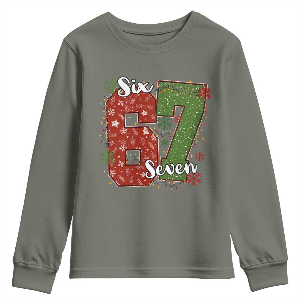 67 Christmas Youth Sweatshirt Funny Six Seven Meme Gen Alpha Slang Snowflake - Wonder Print Shop
