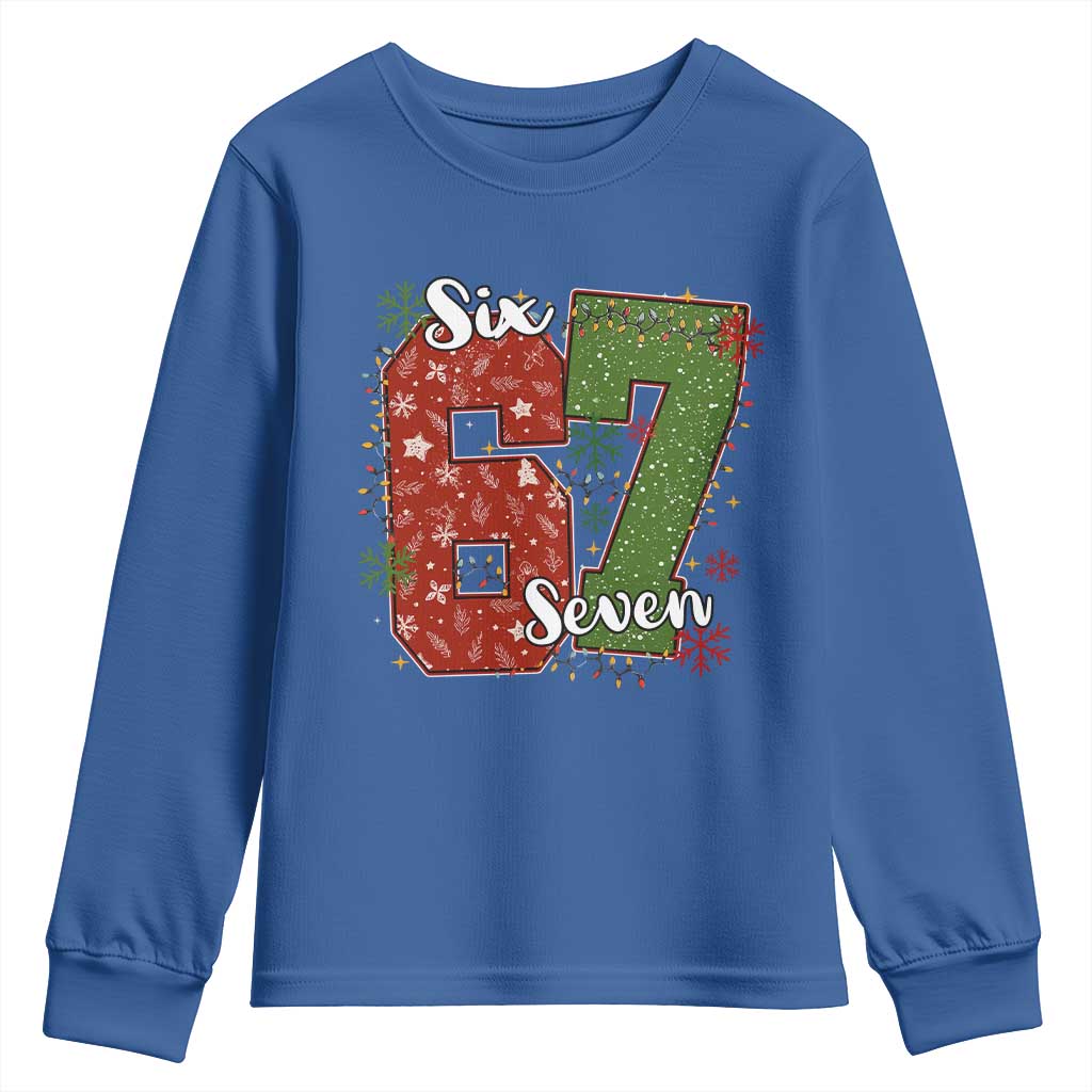 67 Christmas Youth Sweatshirt Funny Six Seven Meme Gen Alpha Slang Snowflake - Wonder Print Shop
