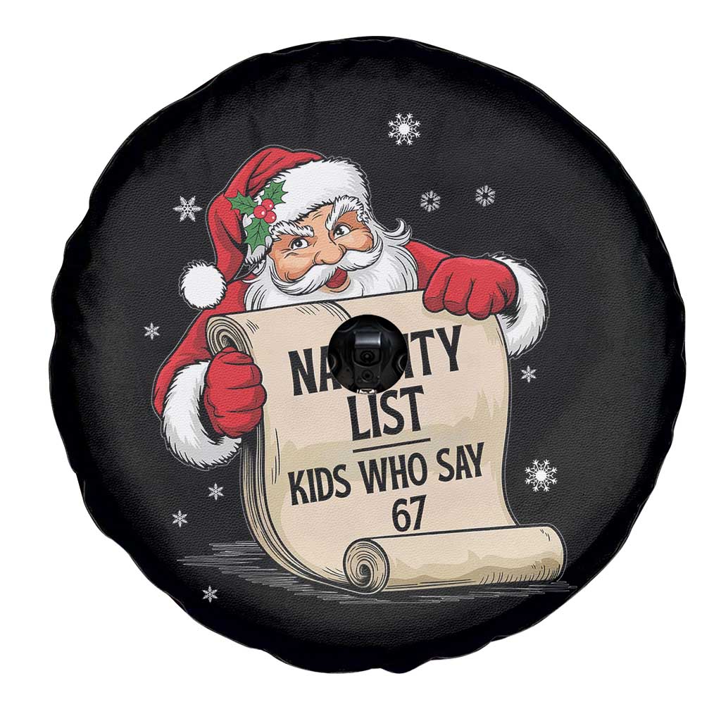 Funny 67 Christmas Spare Tire Cover Naughty List Kids Who Say Six Seven Santa - Wonder Print Shop