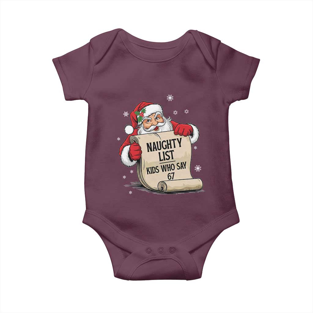 Funny 67 Christmas Baby Onesie Naughty List Kids Who Say Six Seven Santa - Wonder Print Shop