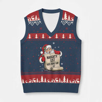 Funny 67 Xmas V-Neck Knit Sweater Vest Naughty List Kids Who Say Six Seven Santa - Wonder Print Shop