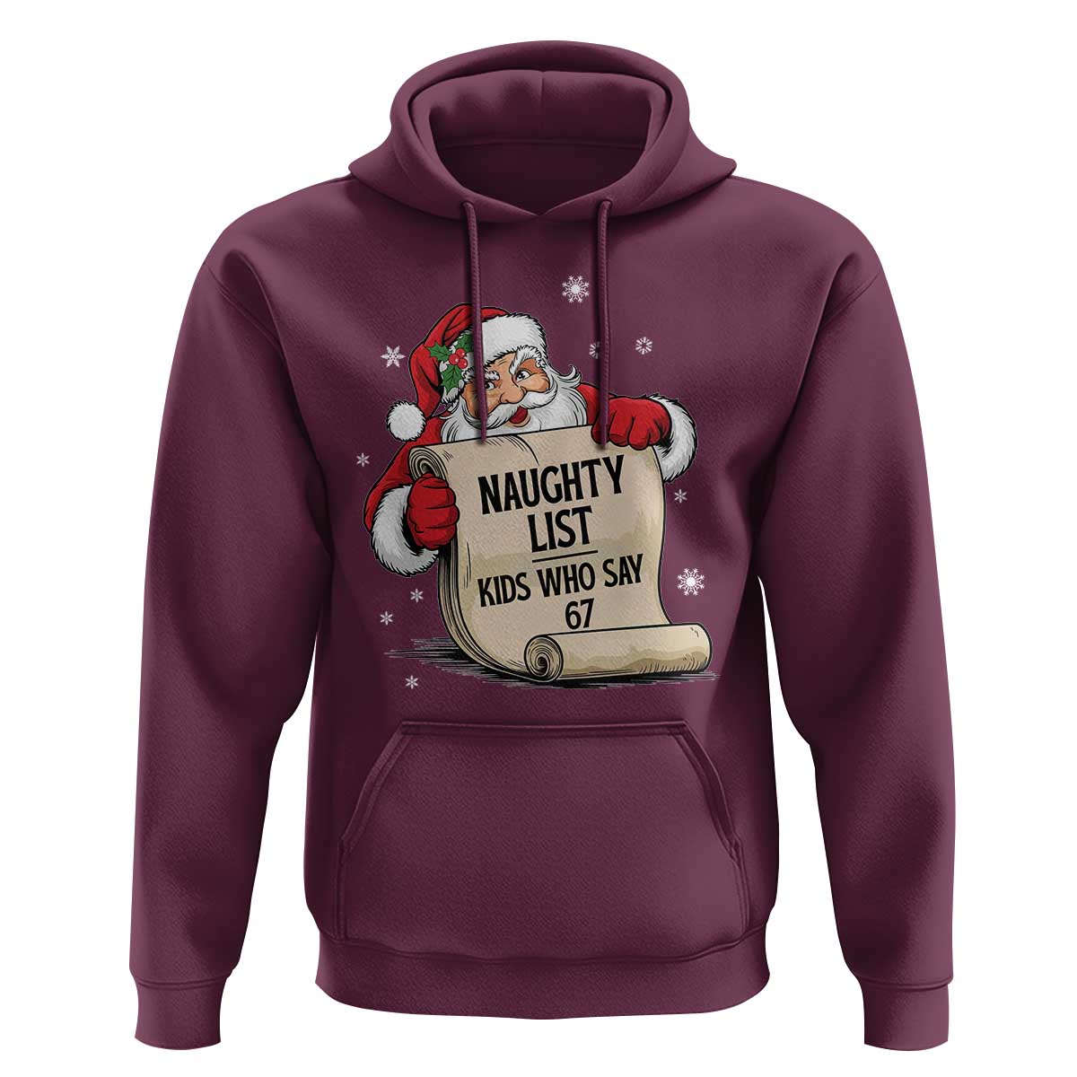 Funny 67 Christmas Hoodie Naughty List Kids Who Say Six Seven Santa - Wonder Print Shop