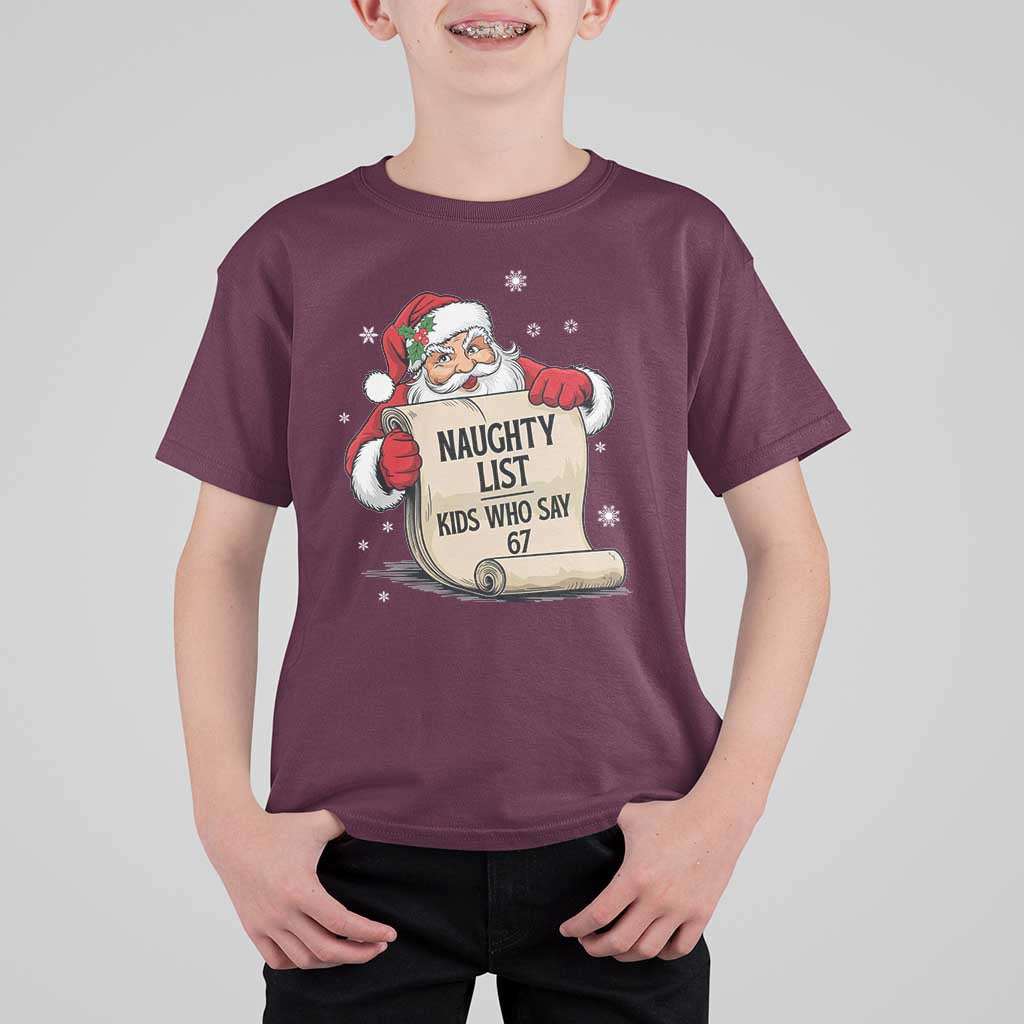 Funny 67 Christmas T Shirt For Kid Naughty List Kids Who Say Six Seven Santa - Wonder Print Shop