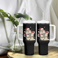 Funny 67 Christmas Tumbler With Handle Naughty List Kids Who Say Six Seven Santa - Wonder Print Shop