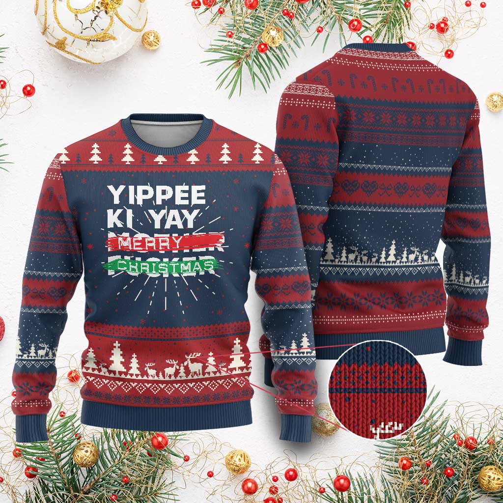 Funny Yippee Ki Yay Merry Xmas Ugly Christmas Sweater Nakatomi Plaza Brushed - Wonder Print Shop