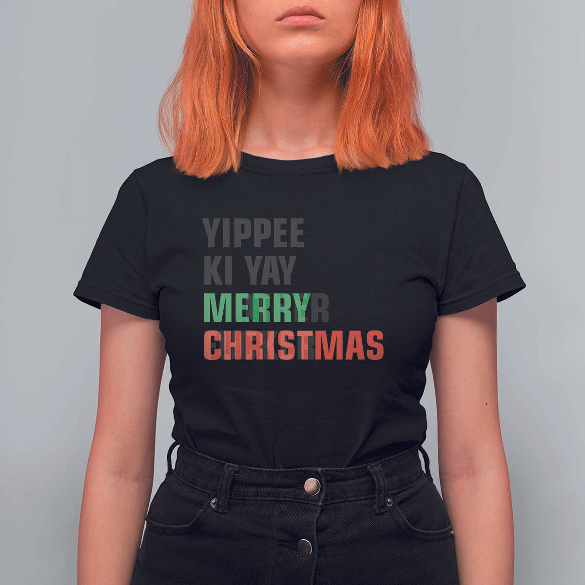 Funny Yippee Ki Yay Merry Christmas T Shirt For Women Xmas Nakatomi Plaza Hiden Text - Wonder Print Shop