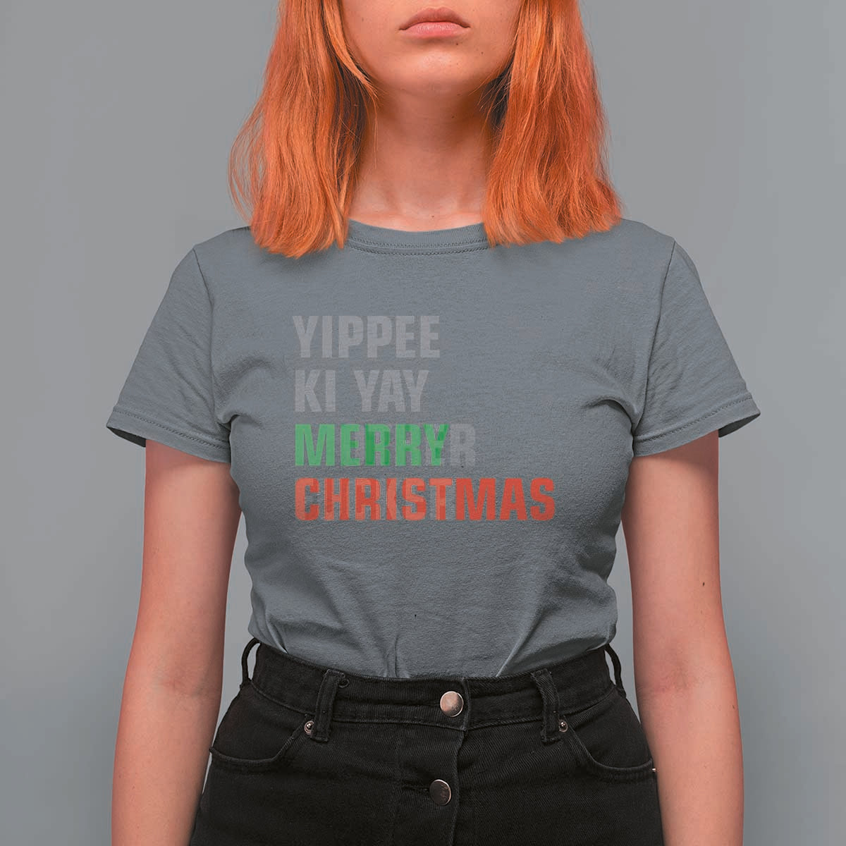 Funny Yippee Ki Yay Merry Christmas T Shirt For Women Xmas Nakatomi Plaza Hiden Text - Wonder Print Shop