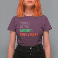 Funny Yippee Ki Yay Merry Christmas T Shirt For Women Xmas Nakatomi Plaza Hiden Text - Wonder Print Shop