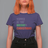 Funny Yippee Ki Yay Merry Christmas T Shirt For Women Xmas Nakatomi Plaza Hiden Text - Wonder Print Shop