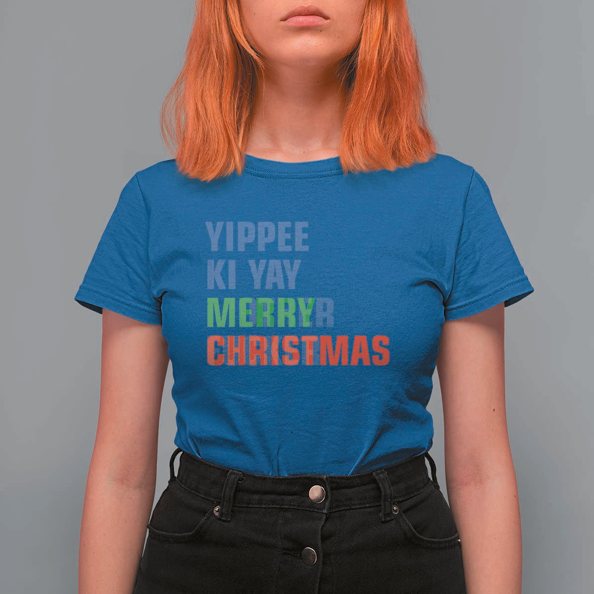 Funny Yippee Ki Yay Merry Christmas T Shirt For Women Xmas Nakatomi Plaza Hiden Text - Wonder Print Shop