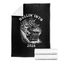 Funny Cowboy Raccoon Rollin Into 2026 Throw Blanket New Year Dumpster Fire 2026 Rodeo - Wonder Print Shop