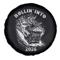 Funny Cowboy Raccoon Rollin Into 2026 Spare Tire Cover New Year Dumpster Fire 2026 Rodeo - Wonder Print Shop