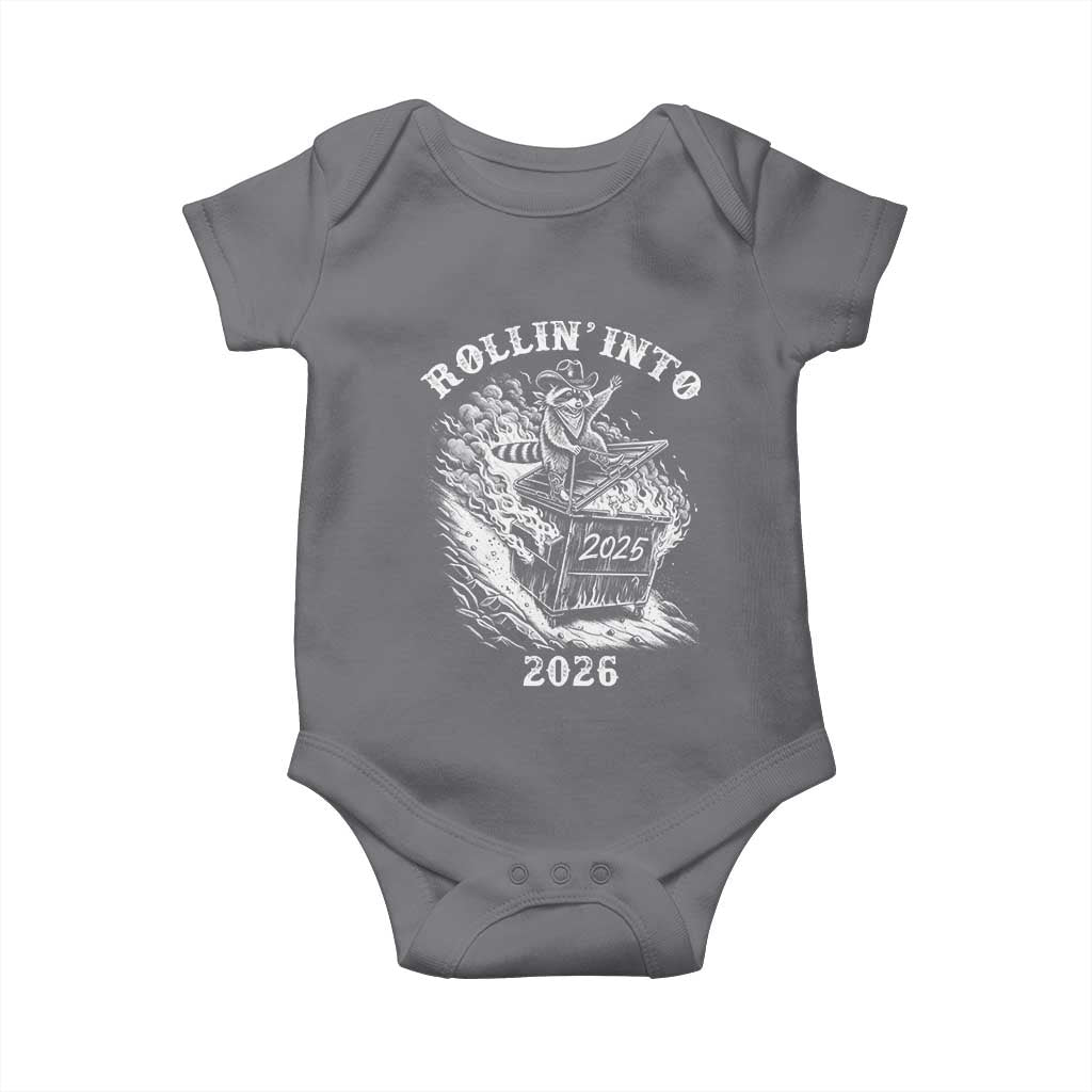 Funny Cowboy Raccoon Rollin Into 2026 Baby Onesie New Year Dumpster Fire 2026 Rodeo - Wonder Print Shop