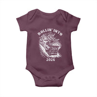 Funny Cowboy Raccoon Rollin Into 2026 Baby Onesie New Year Dumpster Fire 2026 Rodeo - Wonder Print Shop